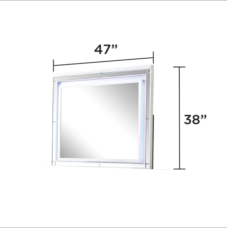 Miroir Sterling avec cadre DEL fabriqué en bois, Blanc