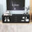 TV Stand with Arched Glass Cabinets, Adjustable Shelves, Drawers and Cable Management-1165476492