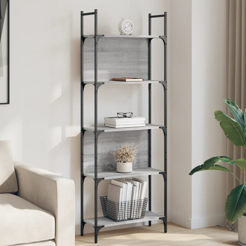 Scheld 166.5cm H x 60.5cm W Metal Standard Bookcase, Grey Sonoma