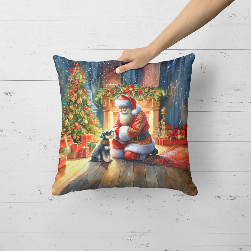 Coussin Schnauzer and Santa Claus, H 18 po x l 18 po