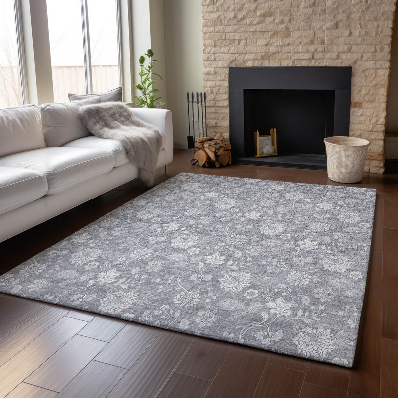 Premium Machine Washable Prisco Gray Rug, Rectangle 2'6" x 3'10"