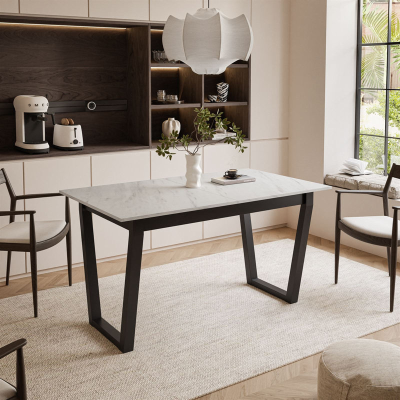 Extendable table ARTON II  140 cm,  "V" legs, Levanto Marble, Black
