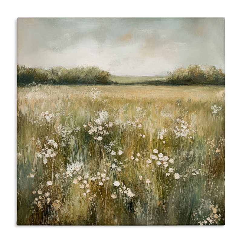 «Neutral Field Of Flowers», conception par Petal Prints Design, H 24 po x l 24 po