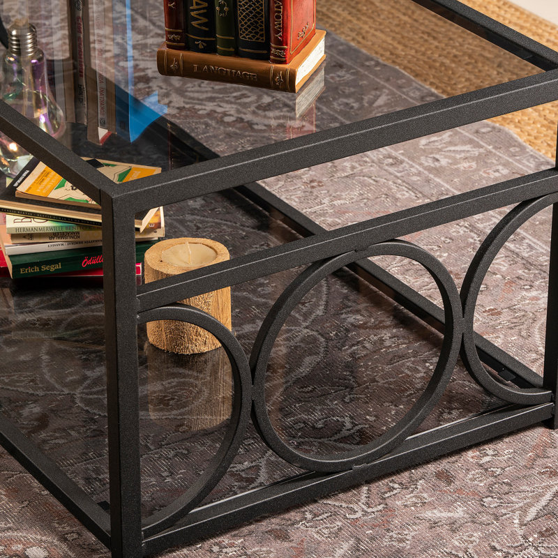 Table basse avec tablette de rangement Thatcher, Noir