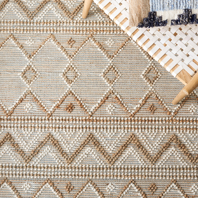 Landenberg Hand Woven Jute/Wool/Cotton Southwestern Rug in Natural/Ivory, Runner 2'3" x 8'