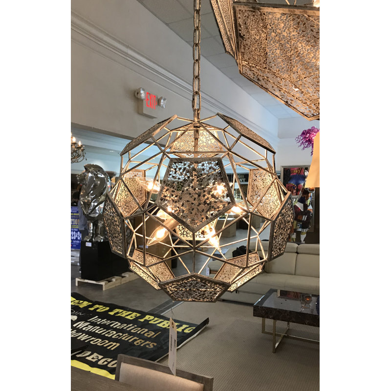 Sputnik Sphere Chandelier, Silver, Silver Hermisphere 9 Light