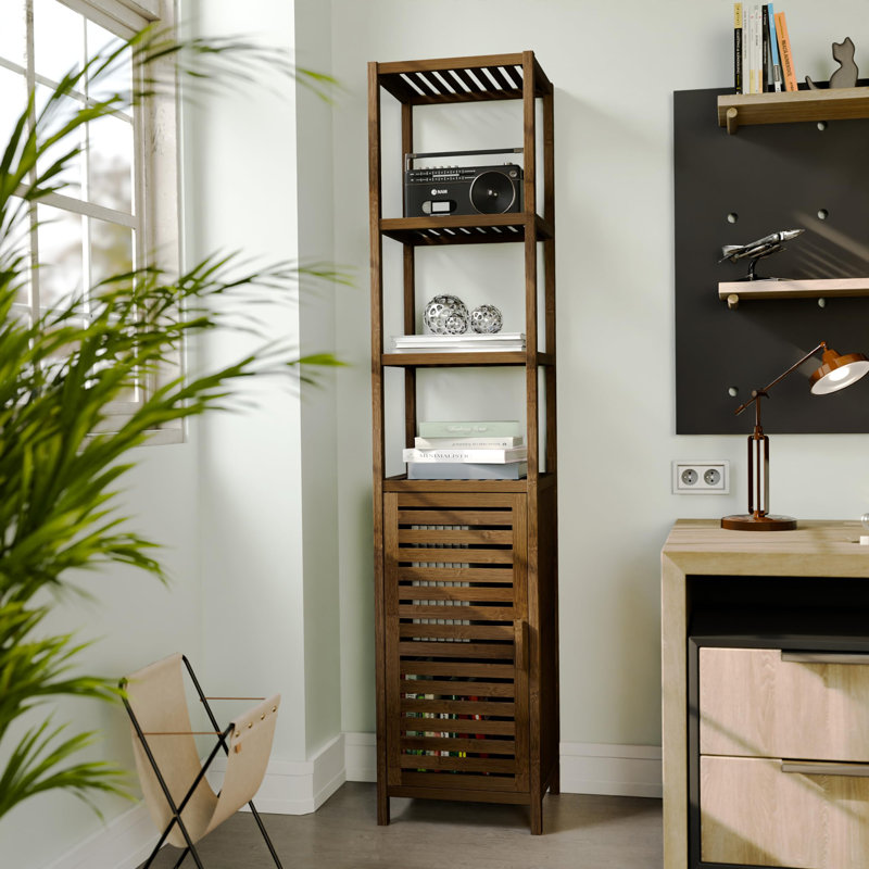 Taylorstown Bamboo Freestanding Linen Cabinet, Walnut