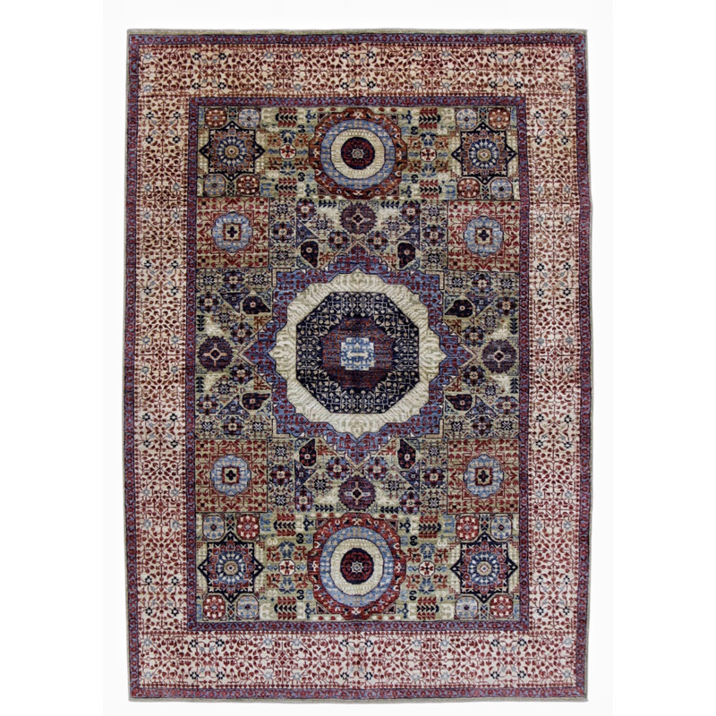 Hand Knotted Wool Area Rug in Beige