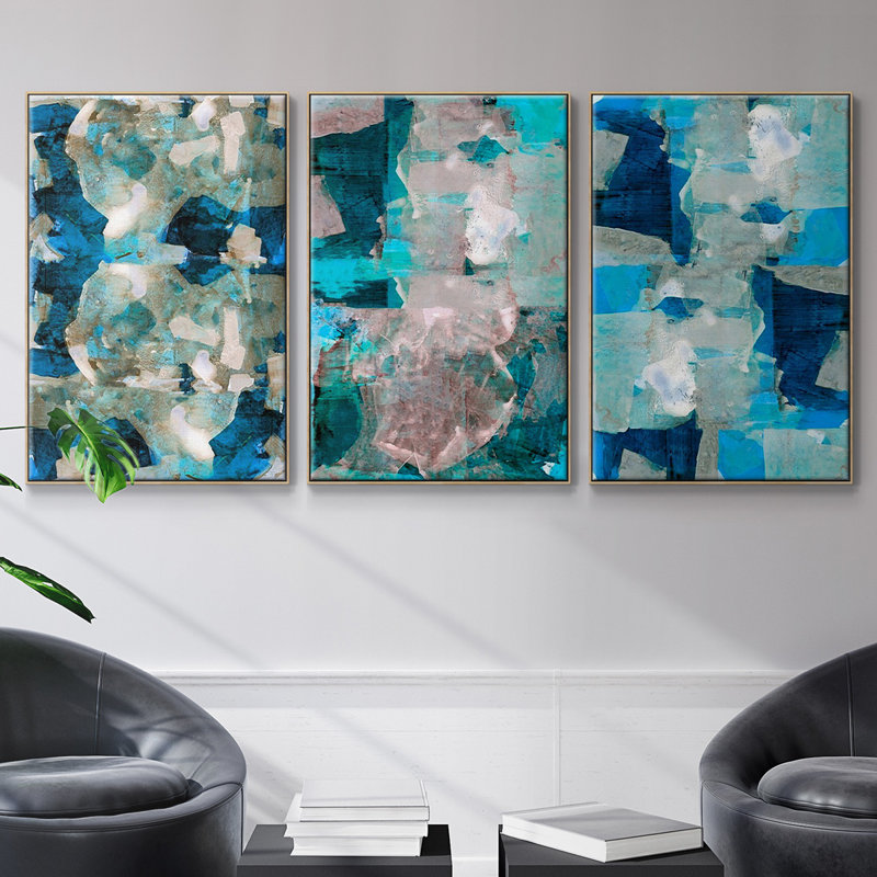 «Impasto I», reproduction sur toile 3 pièces, H 40 po x l 90 po x P 2 po, Naturel