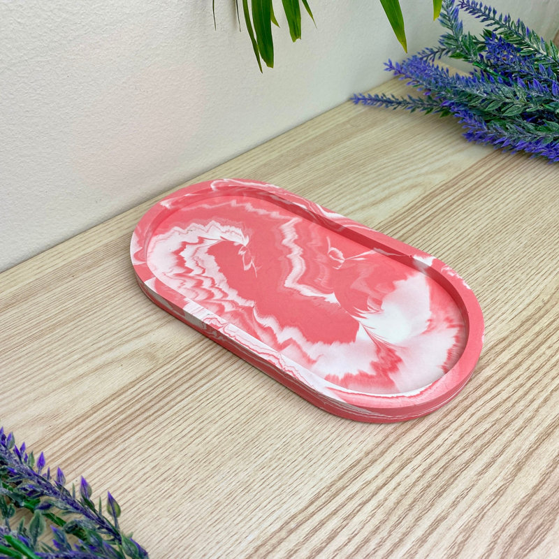 Oval Trinket Tray Dish, Pink