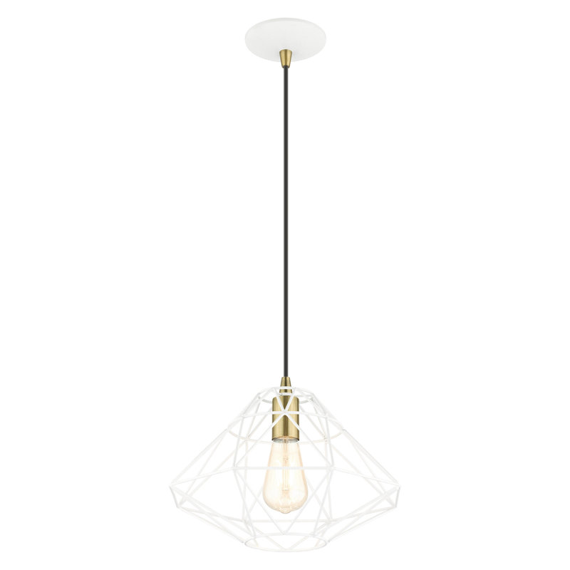 Luminaire suspendu géométrique unique à 1 lumière Maryrose, Blanc