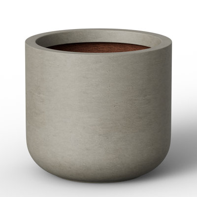 14 in. Medium Stone Gray(Upgraded Interior) Concrete Round Planter / Pot with Drainage Hole for Indoor & Outdoor