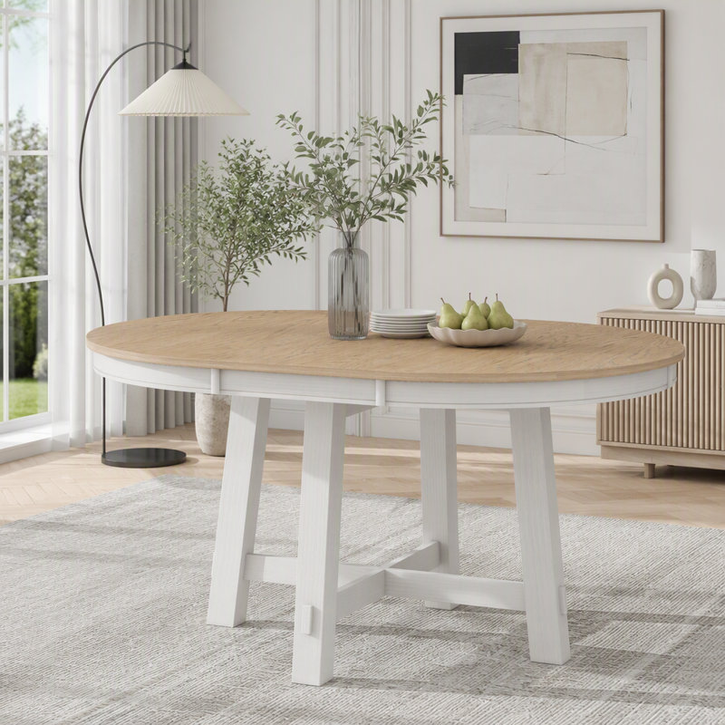 Table de salle à manger extensible Farmhouse, Blanc antique