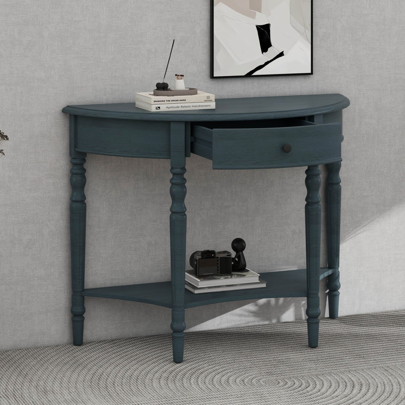 Console avec tiroir et tablette Farmhouse, Marine