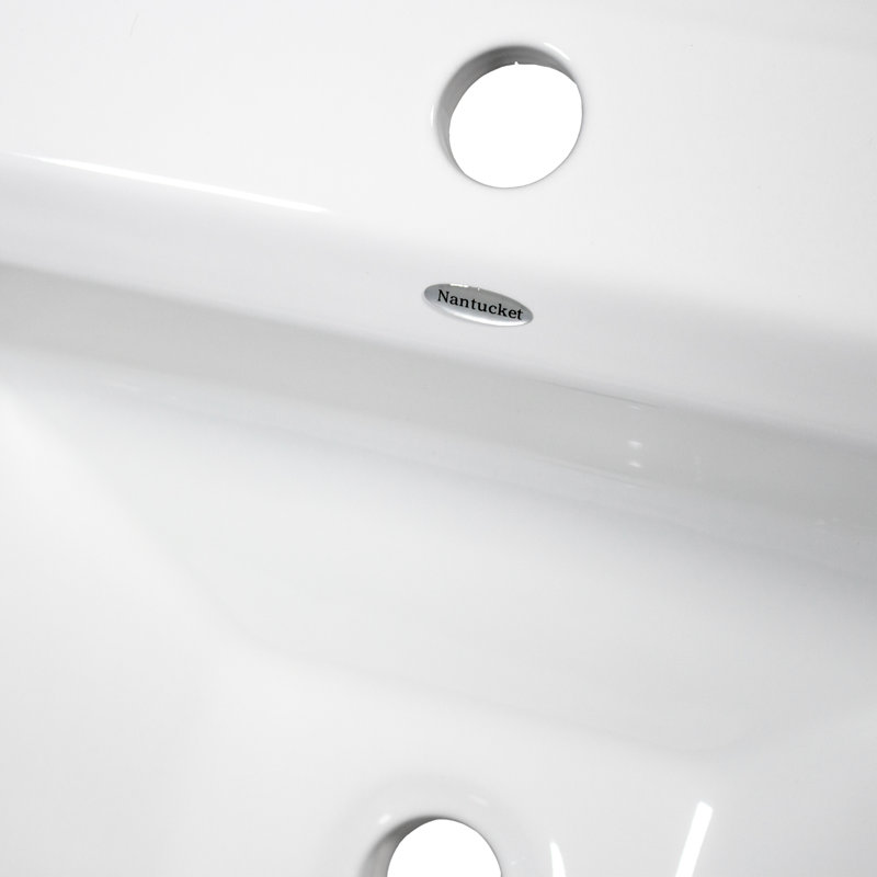 Nantucket Sinks 23 Inch Rectangular Drop-In Ceramic Vanity Sink, Single Hole Faucet