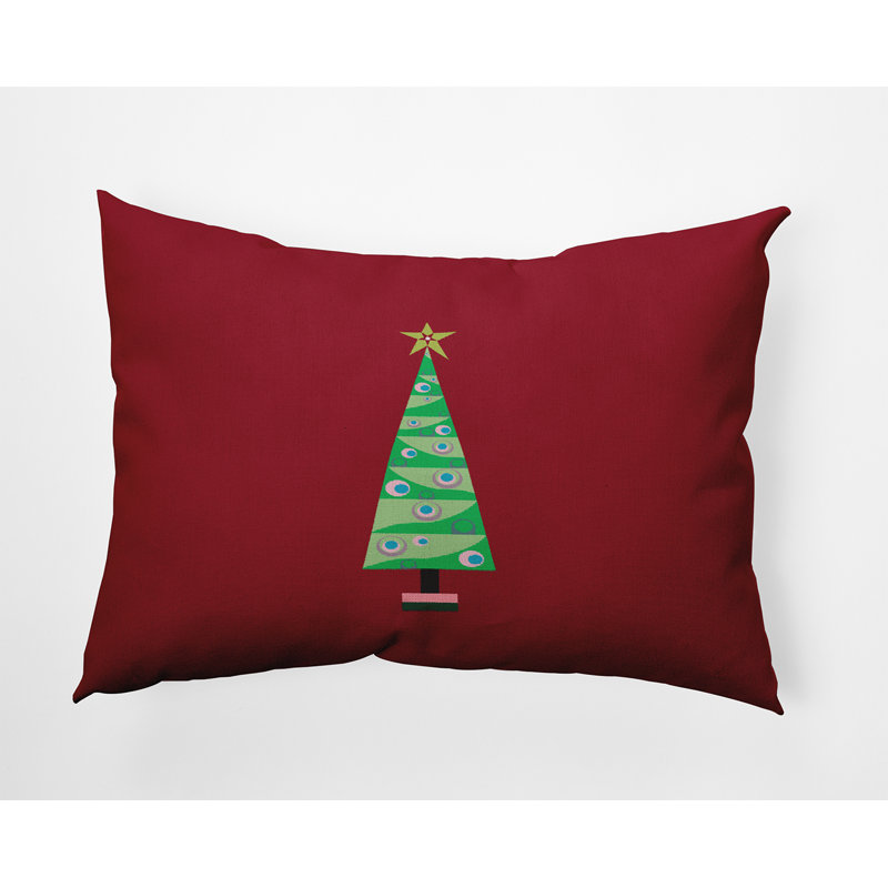 Outdoor Reversible Throw Pillow, Red, 14" x 20", Rectangular