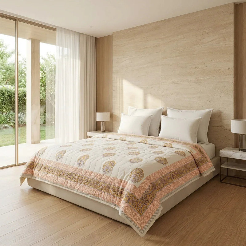 Comforter, Cream Sage Rose Pink, King