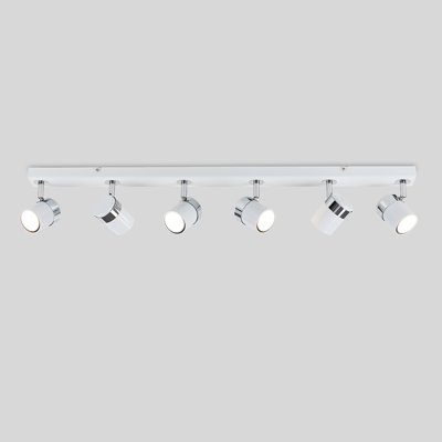 Lacey 6 Way LED Ceiling Spot Light Bar White/Chrome Finish Interior Lighting