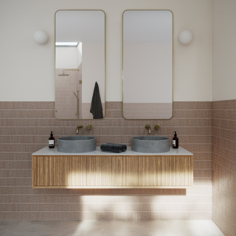 Radius Corner Modern & Contemporary Bathroom/Vanity Mirror, Satin Brass