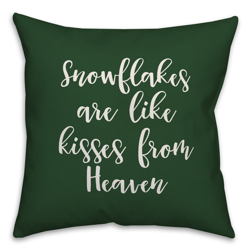  Coussin Snowflakes are Like Kisses From Heaven, Vert foncé, Coussin décoratif