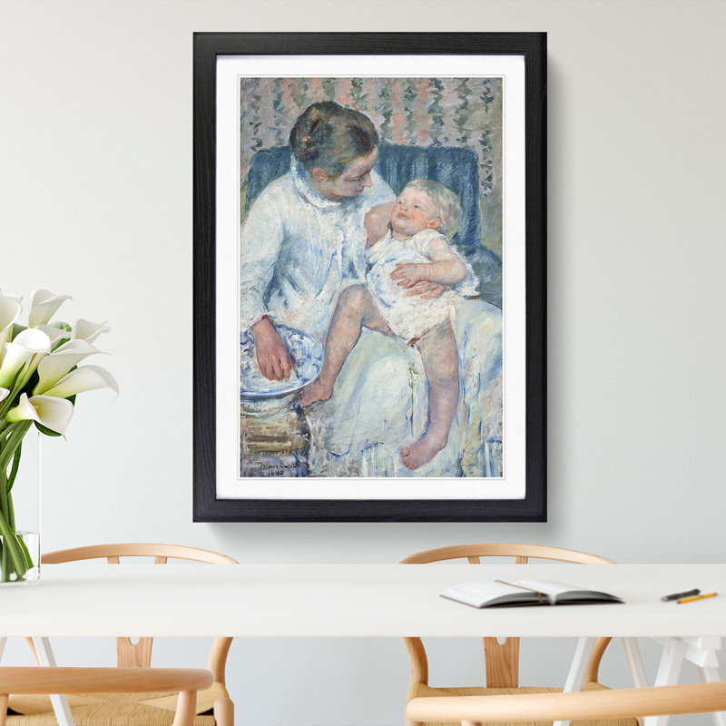 Childs Bath Time by Mary Cassatt - Picture Frame Painting, Black Framed, 65cm H x 48cm W x 2cm D