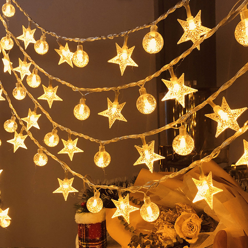 2pcs 9.84FT string light, 20LED warm white USB plug-in decorative light, suitable for gardens, Christmas, weddings, parties