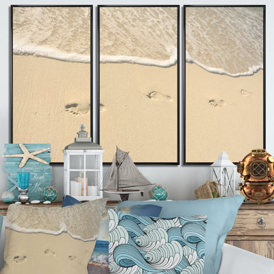 " Footprints In Sand On The Beach " 3 - Pieces