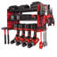 Support de rangement mural pour outils électriques, support de rangement à 3 couches avec 4 supports de perceuse et panneaux perforés latéraux pour garage et atelier