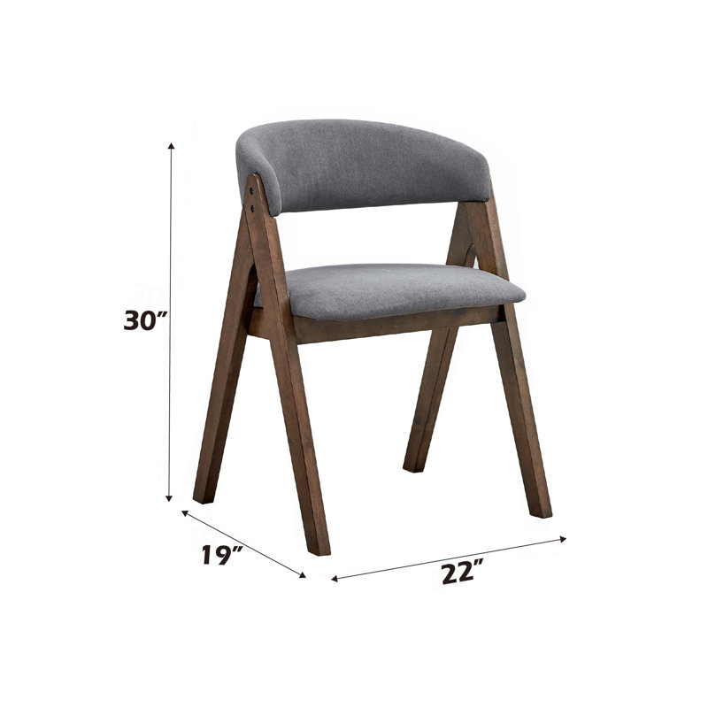 Chaise d'appoint en tissu gris et finition noyer, ensemble de 2