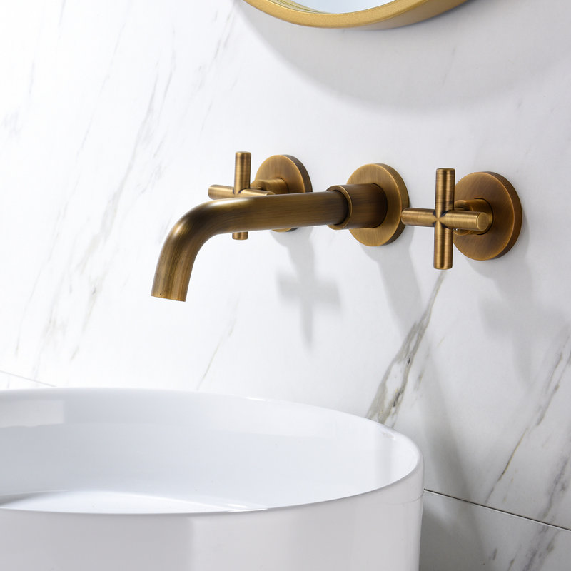 Bathroom Faucet Wall Mounted In Bronze - Solid Brass, Drip- Cartridge, Enhances Appeal Brass Construction, Corrosion, Modern And Elegant