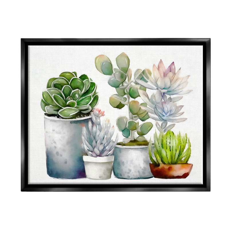 "Dakota Fields Mixed Botanicals Floral Succulents", reproduction d'art encadrée sur toile flottante par Ziwei Li
