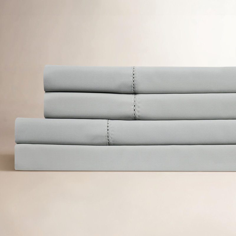 Barbe Sheet Set, Twin Sheet Set + Fitted Sheet + 1 Pillowcase, Silver