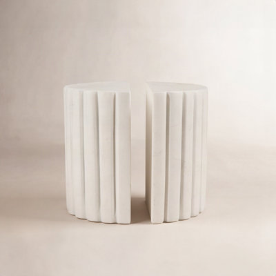Genuine Marble Ribbed Decorative Bookends