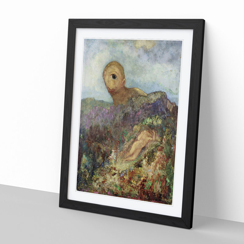 The Cyclops by Odilon Redon - Picture Frame Painting, Black Framed, 48cm H x 36cm W x 2cm D