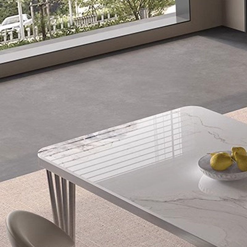 High-end simple modern dining table, White/Gray, 29.5"H x 70.8"L x 33.4"W