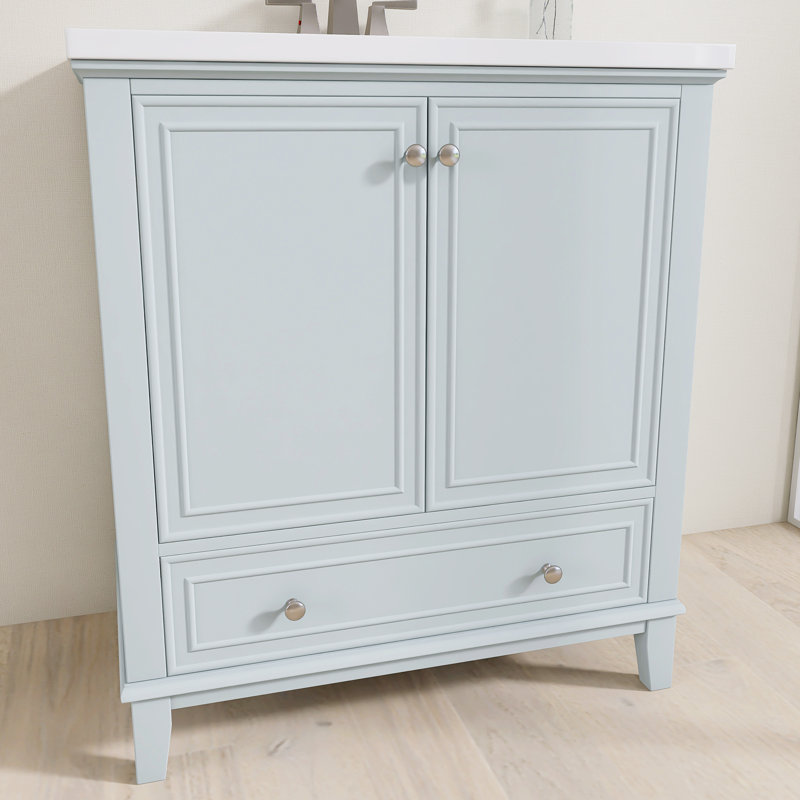 Ensemble de meuble-lavabo autoportant 30 po avec comptoir en céramique 30 po, Nickel, Vert