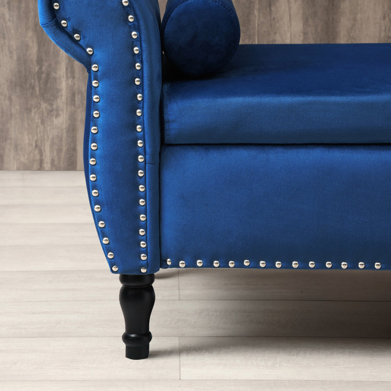 McCrackin Velvet Ottoman, Blue Velvet