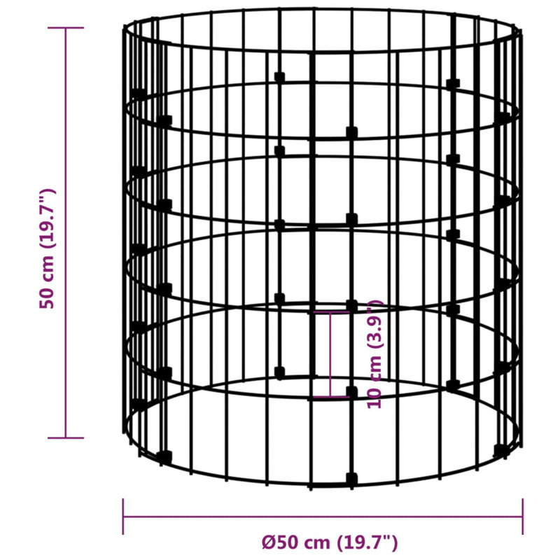 Clôture en métal argenté, H 19,7 po x l 19,7 po x P 19,7 po