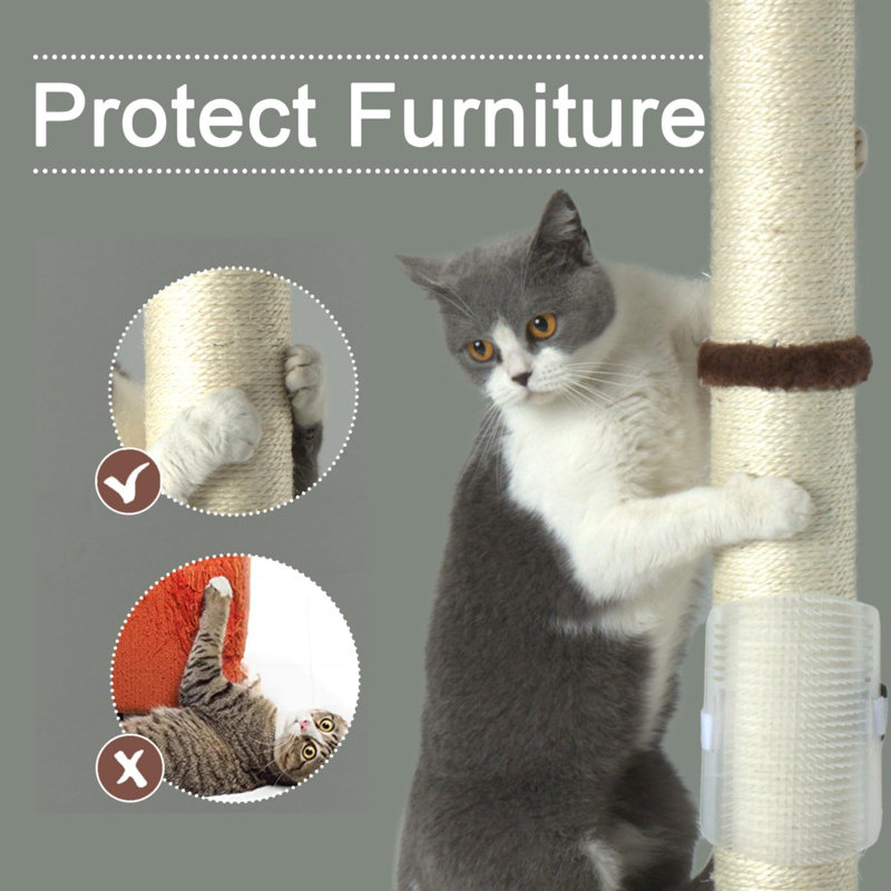 32" Tall Sisal Rope Cat Scratching Post with Hanging Ball and Brush