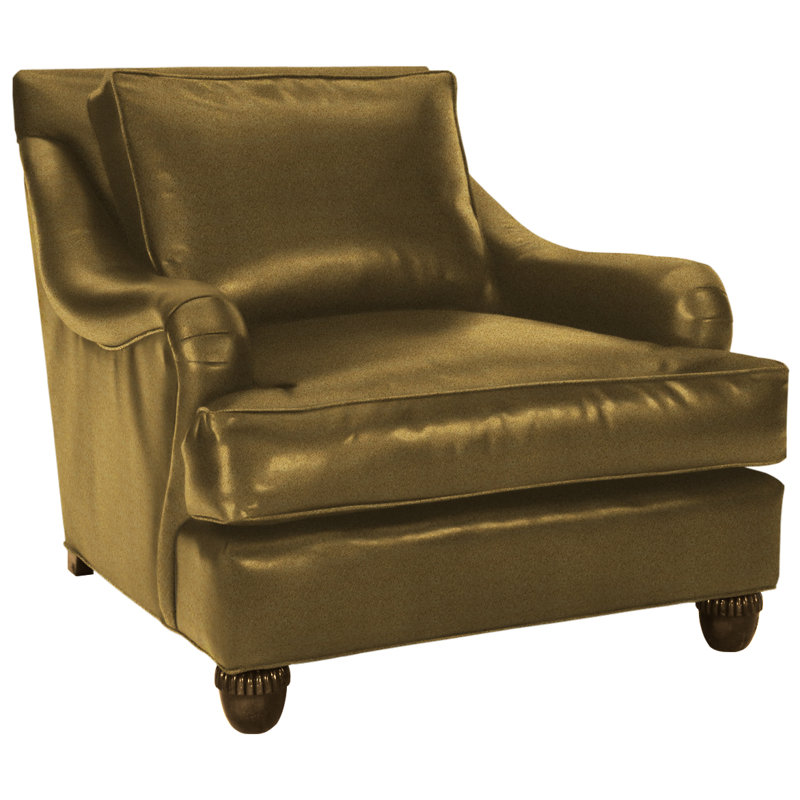 Armchair, Performance Twill Natural, French Dark Chocolate