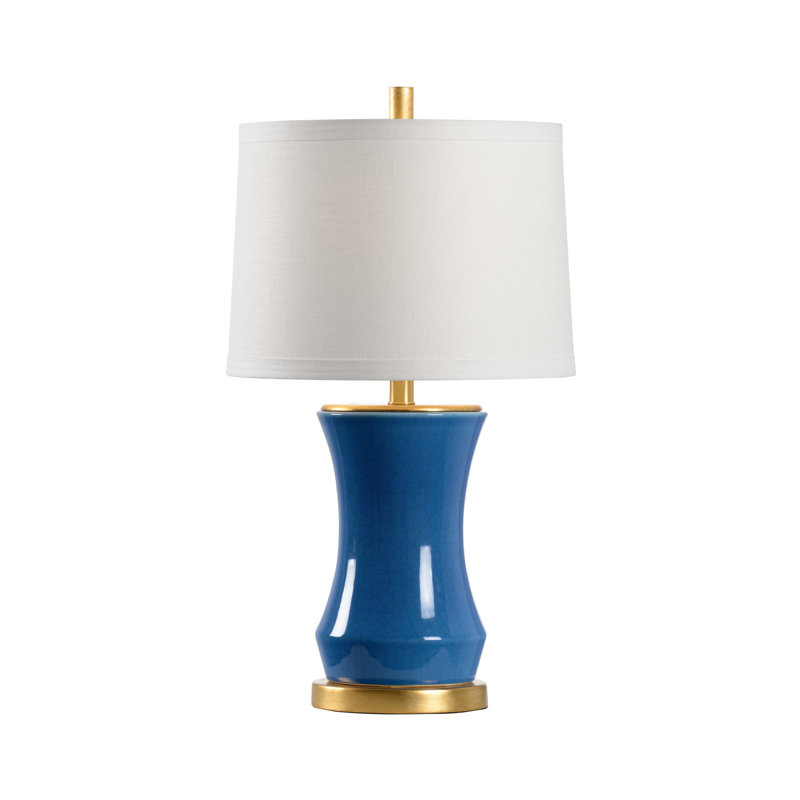 Lampe de table 25 po Bel Air, Vernis bleu craquelé