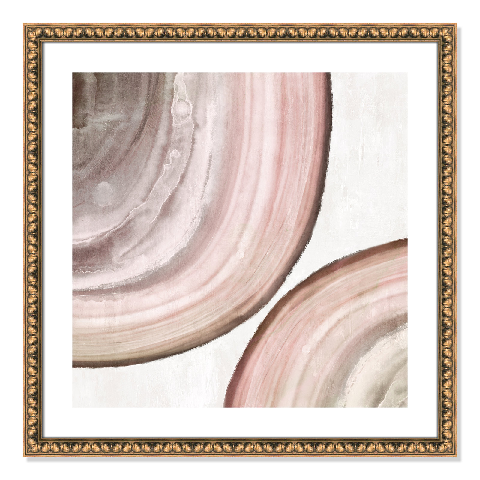 Boyd "Endless Blush" Painting by Eva Watts, 28.75" H x 28.75" W x 1.13" D, Gold Bead Framed Paper