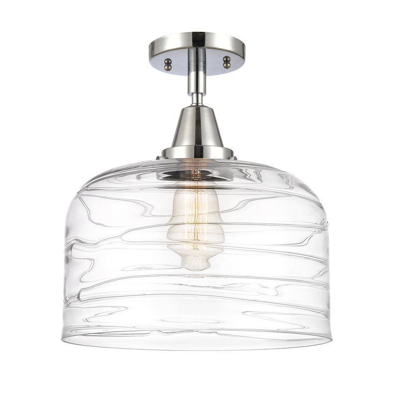 Plafonnier encastré en verre Amede, Tourbillon déco transparent, H 12,5 po x l 12 po x P 12 po, Chrome poli
