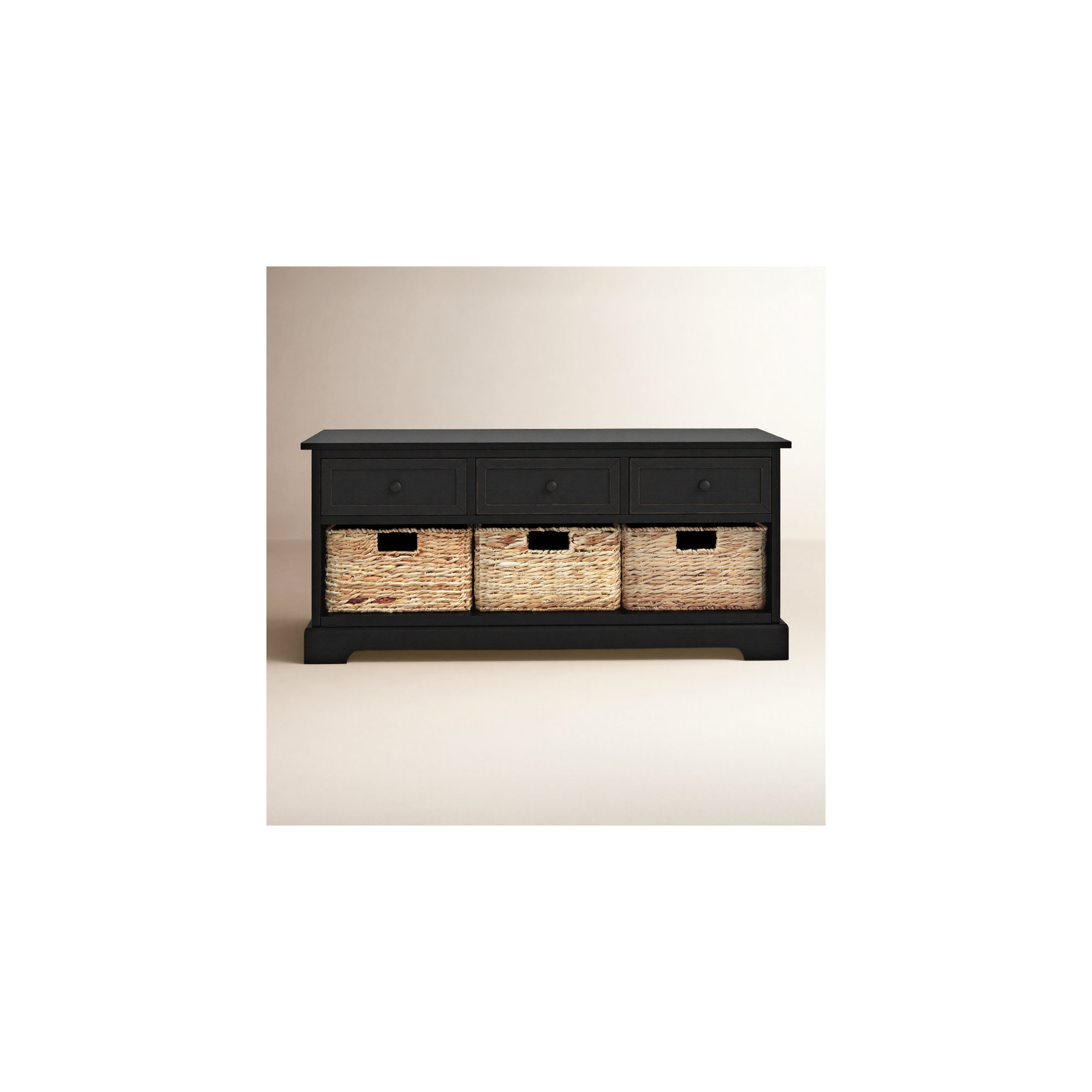 Adayla Solid Wood Drawers Storage Bench, Distressed Black