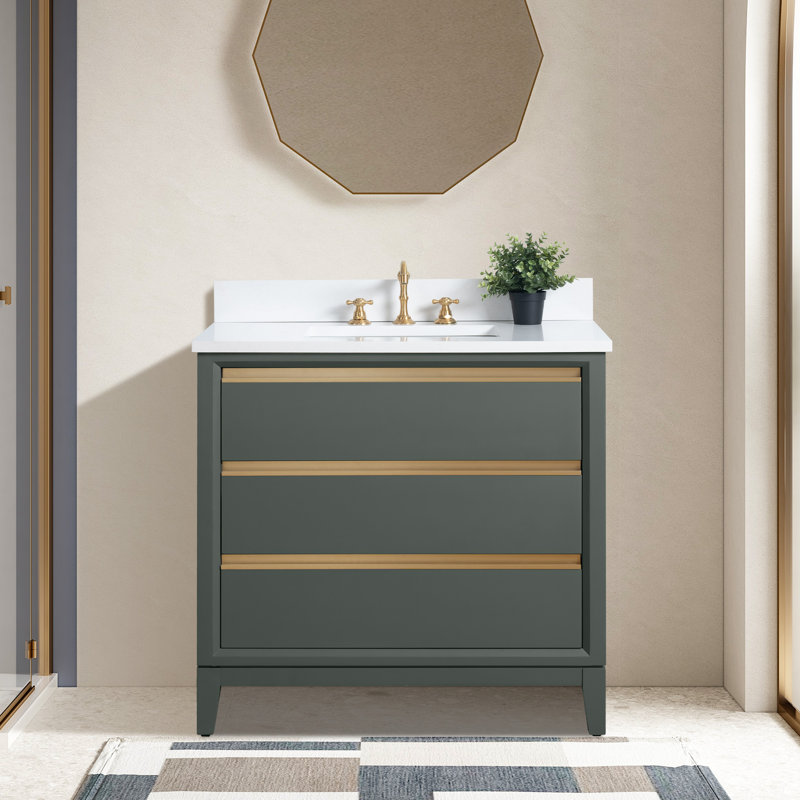 30 Single Bathroom Vanity with Top, Vintage Green, 36"