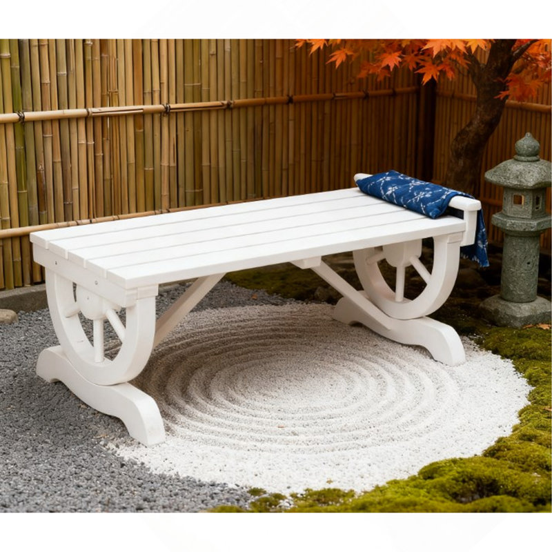 Outdoor Wagon Wheel Porch Bench For Backyard Garden,2-Person Wooden Garden Bench,Rustic Country Style Patio Furniture