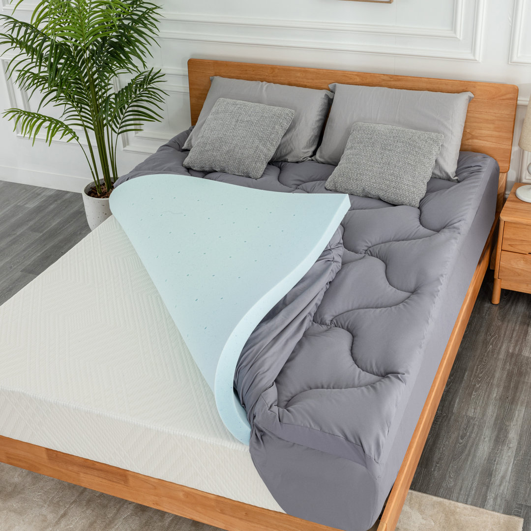 Macdougal 3'' Gel Memory Foam Topper + 1'' Quilted Mattress Cover Set Alwyn Home Bed