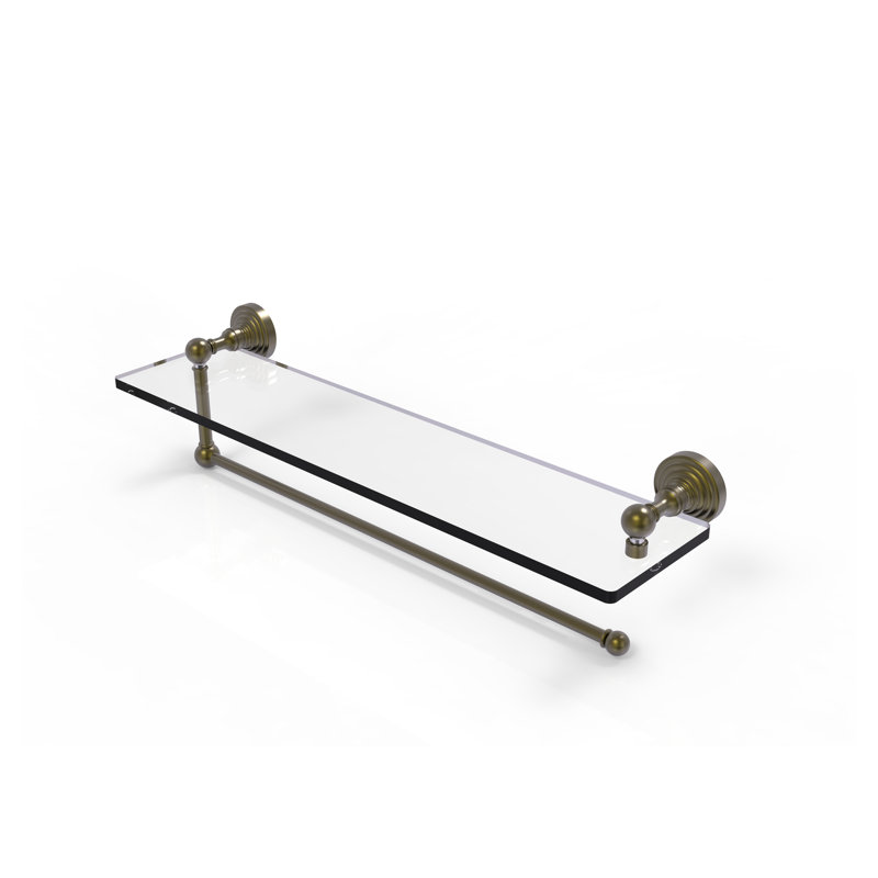Beresford Bracket Shelf with Towel Bar, Antique Brass, 5'' H x 16'' W x 5'' D