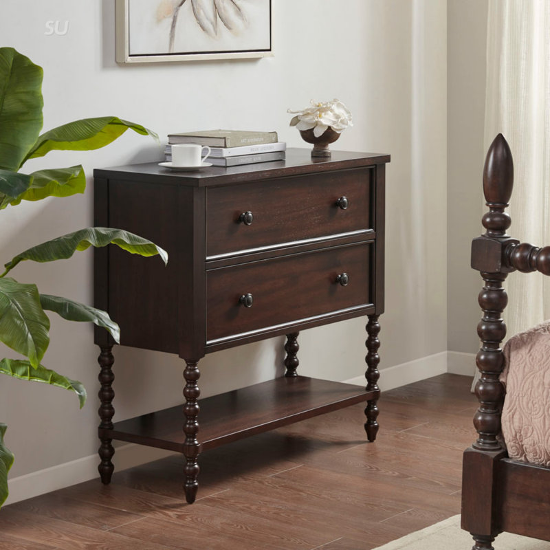 2 Drawer 36'' W Solid Wood Chest, Morocco Brown