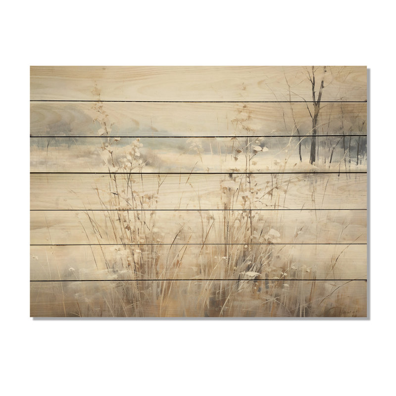 Winter Meadow View Calmness I - Meadow sur bois, H 34 po x l 44 po